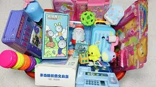 Disney Princess button pencil box, Calculator geometry box, Spinner eraser, Santa clause eraser