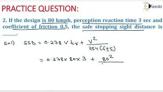 2nd Numerical of Stopping sight distance - Highway Geometric Design -GATE Transportation Engineering