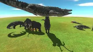 X5 Purussaurus vs X5 woolly mammoth - Animal Revolt Battle Simulator