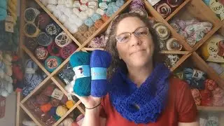 Assol Jina yarn from my Mary Maxim Mystery Box.  One Skein project book part 1.