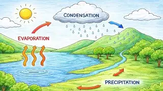 ৭ মিনিটে সহজ Water Cycle Drawing | School Project Drawing Step by Step | Very Easy