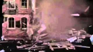 Wrecking Ball rolling, demolition with fire effect
