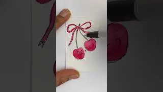 Милый Пикард с вишневой тематикой. Простая акварельная открытка. #cardcreations #diy #art #valent...