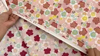Robert Kaufman Sakura Brook Metallic gold flower fabric in peach with cherry blossoms - modes4u -