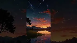 Anime art  | Magical Sunset with Starry Night 🌌✨| #anime #sunset #vibes #naturaeon