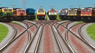 🎱Trains Crossing Bumpy Forked Railroad Tracks || Indian Railways High Speed Railgadis Bumpy Forketd 