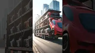The SHOCKING Moment When a Ferrari Falls Off a Car Carrier in the City! 😱🚗💥