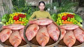 Grilled Giant Red Tilapia Fish with Salt | Roast Fish Recipe | Yummy Cooking Fish