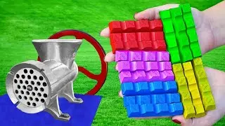 NEW COLORFUL CHOCOLATE BARS vs MEAT GRINDER