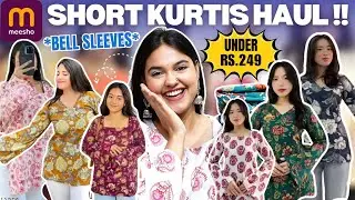 Stylish Short Kurtis with Long Bell Sleeves UNDER ₹249💥 | Meesho Short Kurtis Haul😱 Varsha Meghani ✨