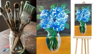 Easy flower paintings for beginners #acyrlicpainting 