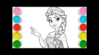 Cute Elsa Frozen Drawing for kids, Painting & Coloring for kids, Toddlers | Let's Draw Together