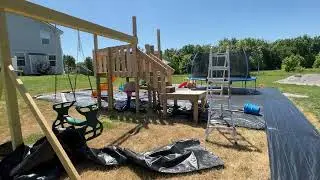 Landscaping Around Custom DIY Jungle Gym Swing Set Playground Area At Home (Part 1)