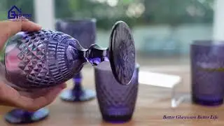 Top sale purple solid color glass cup dishwasher safe glassware