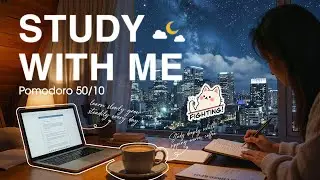 3-HOUR STUDY WITH ME 🌌 At Late Night | 🎹 Calm Piano Music | Pomodoro 50/10