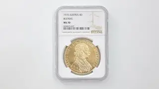 1915 オーストリア フランツ・ヨーゼフ1世 リストライク 4ダカット 金貨  NGC MS 70 最高鑑定 完全未使用品 6898829-007