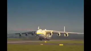 Super Jumbo Jet, Giant Antonov AN 225 Mriya taking off from Prague Airport