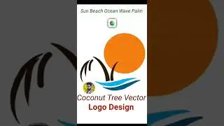 Sun Beach Ocean Wave Palm 🌴 Cocout Tree Vector Logo Design #logodesign #shorts  #vectorart #medibang