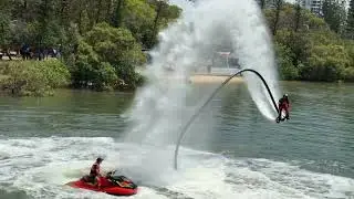 Gold Coast 500 Entertainment: Jet-Powered Water Pack Acrobatics | #GoldCoast500 #JetPackAcrobatics