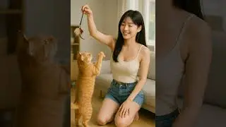 Adorable Cat Playtime: Teaser Wand Fun with My Kitty #cat #cute #ai #catvideos #funny  #funnycats
