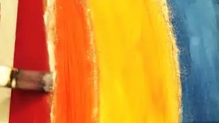 DIY Blue, Orange, Yellow, Red and Copper Glitter Abstract Wall Art #acrylicpainting