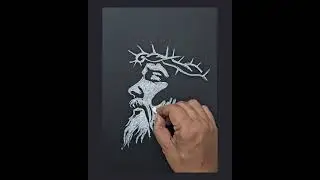Jesus Christ Drawing with chalk on black paper Artist Art 🎨 