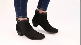 Gabor Sound 2 Black Nubuck Womens Zip Leather Top Chelsea Boots