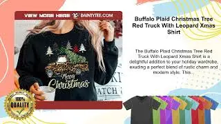 Buffalo Plaid Christmas Tree Red Truck With Leopard Xmas Shirt
