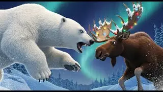 🎄 Polar Bear vs. Christmas Moose | Bright Christmas Night Battle