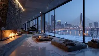 Cozy Jazz Piano for a Winter Night ❄️ Relaxing Instrumental Music & City Views