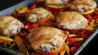 Orange & Bell Pepper Chicken Traybake with Sweet Potatoes