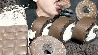 ASMR MILKA DONUT CHOCOLATE ICE CREAM ROLLCAKE EATING MUKBANG 초콜릿 아이스크림 チョコレートアイスクリーム चॉकलेट आइसक्रीम