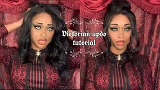 Victorian updo on synthetic wig tutorial (attempt gone right ) 🖤