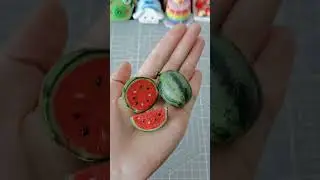 DIY How to Make Polymer Clay Miniature Watermelon #miniature#polymer clay#diy#creative