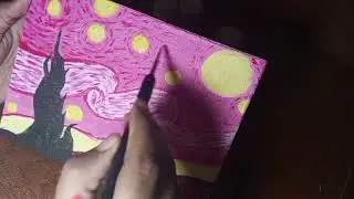 Pink starry night ✨🫀🦋 #viral #followers#painting 