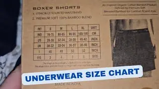 Size chart for underwear