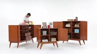 Simpli Home Draper Storage Cabinets (Teak Brown)