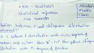 @mathsinmind469||degree 3ed semester||statistics||relation b/w f and chisquare distribution