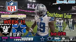 Dallas Cowboys vs Las Vegas Raiders Week 11 Game 3rd QTR  Highlights NFL  Nov 17, 2025
