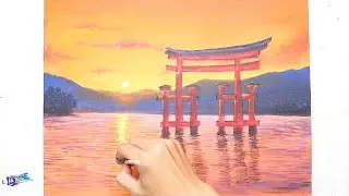 Hi View - #192 / Acrylic / How to Draw Miyajima Island Hiroshima, Japan Step by Step For Beginners
