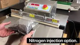 Nitrogen injection for coffee bags. Heat sealer with vacuum and gas injection option for coffee.