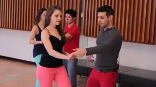 Beginner Salsa cross body lead inside turn step by step tutorial with a partner