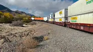 Double Trouble at Old Cajon Station Site! Two Awesome Trains Back To Back! Beautiful Scenery! 4KHDR