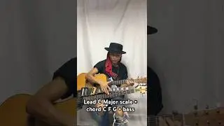 Lead C Major scale + chord C F G + bass improvise #soloartist #solo #guitar