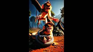 Giant Snake vs Monkey | Shocking Jungle Fight Caught on Camera 😱 #shorts