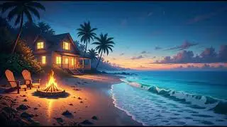 Relaxing stress Beautiful scenery by the sea at night, sleep listening to the music.