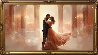 Valentine&rsquo;s Day Couple Dancing Frame TV Art, 4K Romantic Vintage Couple Gold Framed Screensaver 4K