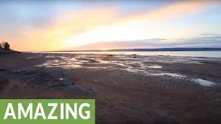 Bay of Fundy time lapse documents beautiful sunset and rising tides