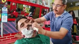 Best Straight Razor Shaving Indian barber2022 /face Shave by Daddy Barber