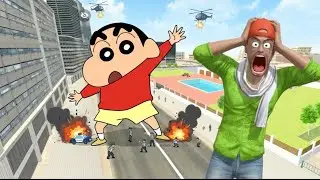 SHINCHAN, Gaint ho gya aur police walo ko mar raha hai❓ indian theft auto simulator 